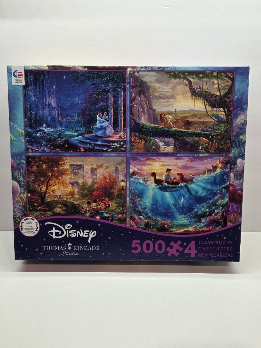 2 - Disney Thomas Kinkade Ceaco 500 pc Puzzles - 4 packs